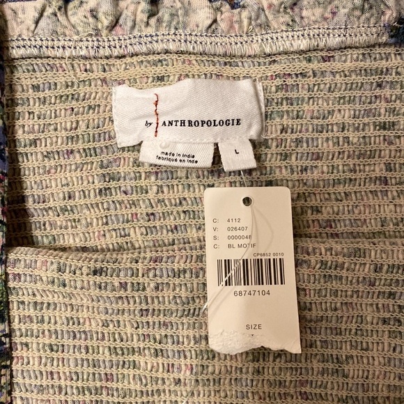 ❤️ L ❤️ NWT Anthro Tank Cropped Halter Smocked Ruffled Stretch - Picture 4 of 8